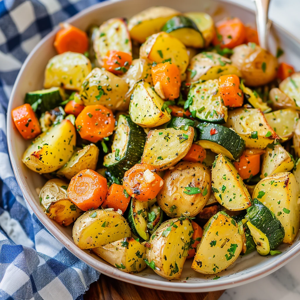 How to Make Garlic Herb Roasted Potatoes Carrots and Zucchini