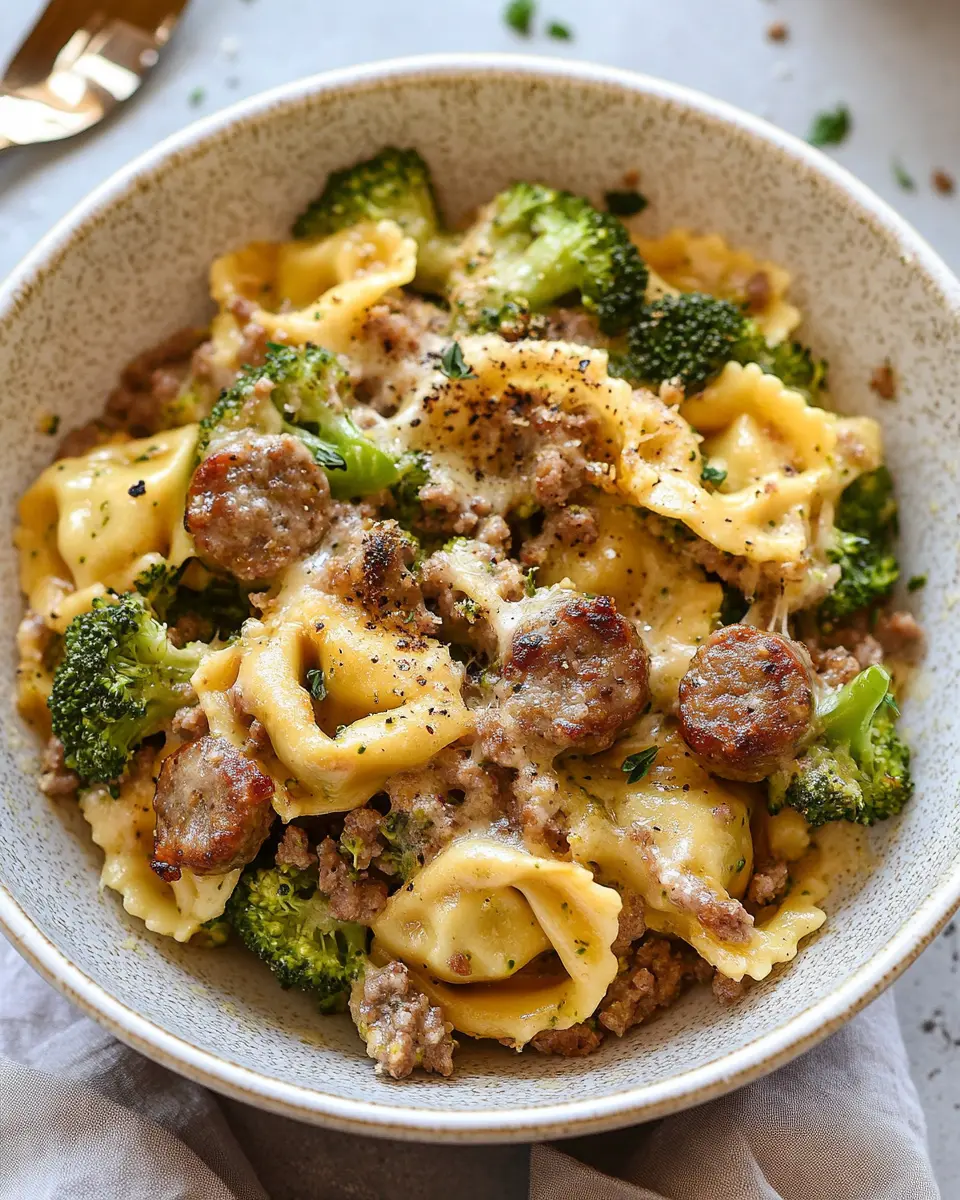 Baked Broccoli Sausage Tortellini First Image