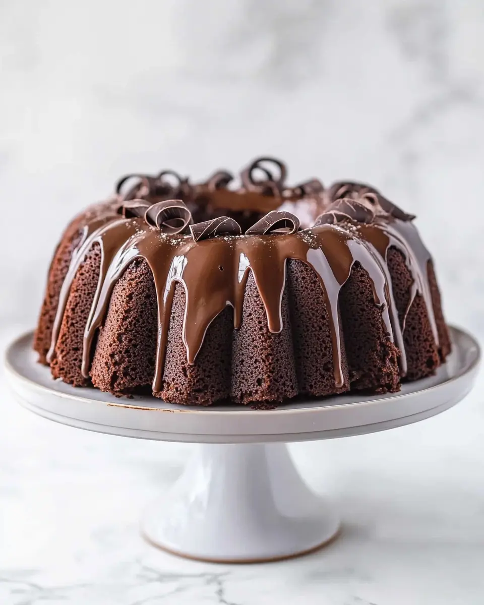 Dark Chocolate Bundt Cake with Irish Cream Glaze First Image