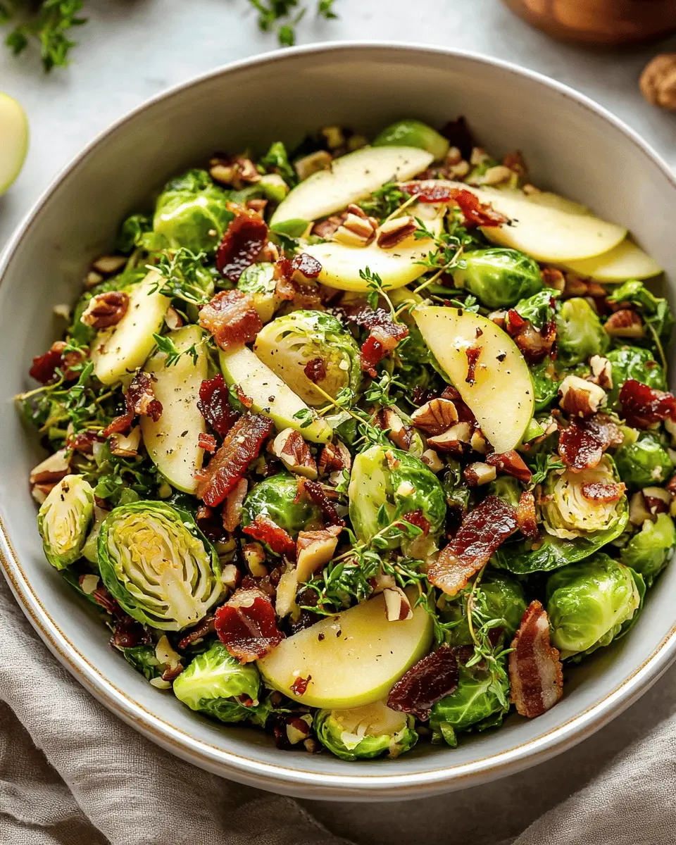 Warm Brussels Sprouts Salad with Bacon and Apple First Image First Image