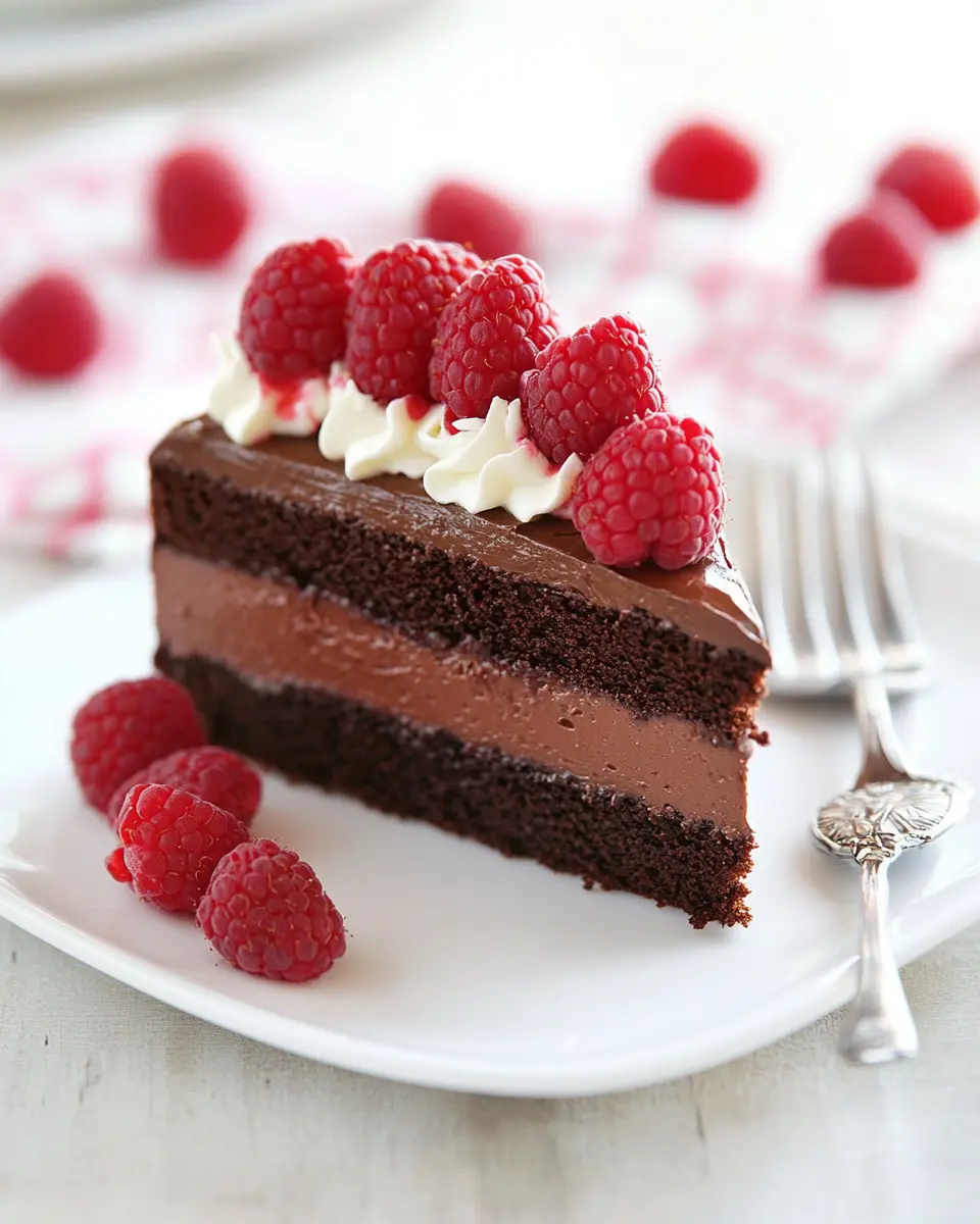 Chocolate Mousse Cake with Raspberries First Image First Image
