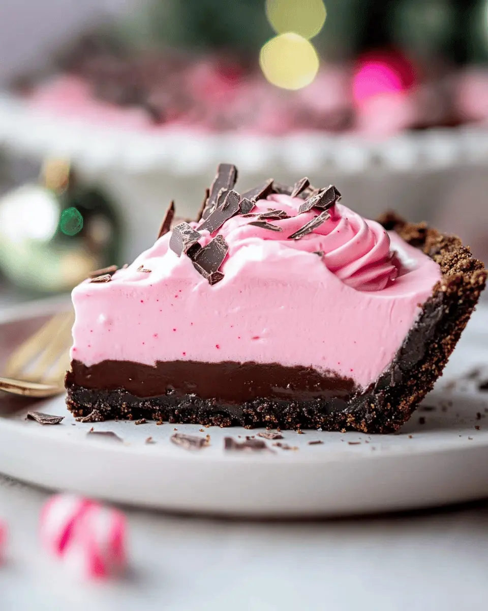 Pink Peppermint Chocolate Fudge Pie First Image First Image