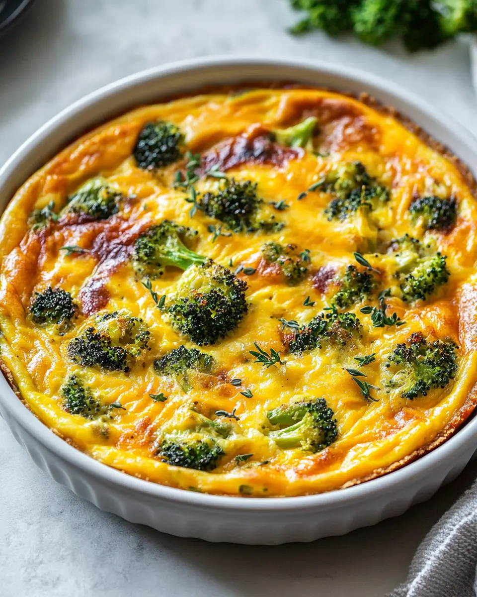 Crustless Broccoli Cheddar Quiche {Low Carb} First Image First Image