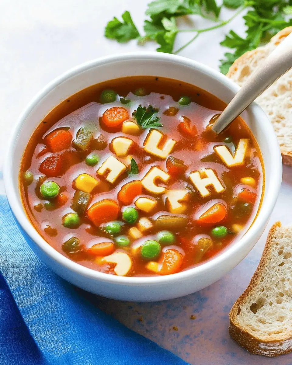 Homemade Alphabet Vegetable Soup First Image First Image