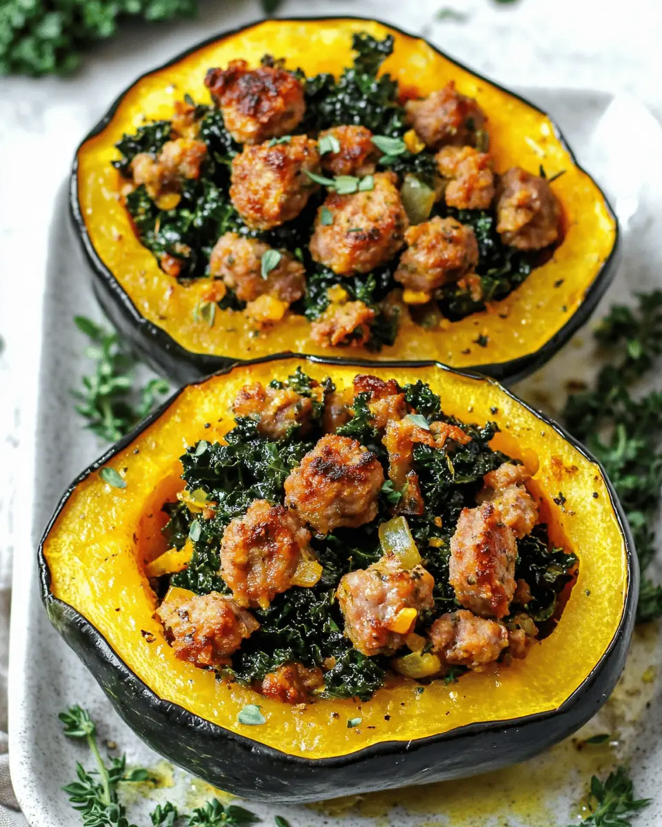 Easy Stuffed Acorn Squash {Sausage + Kale} First Image First Image