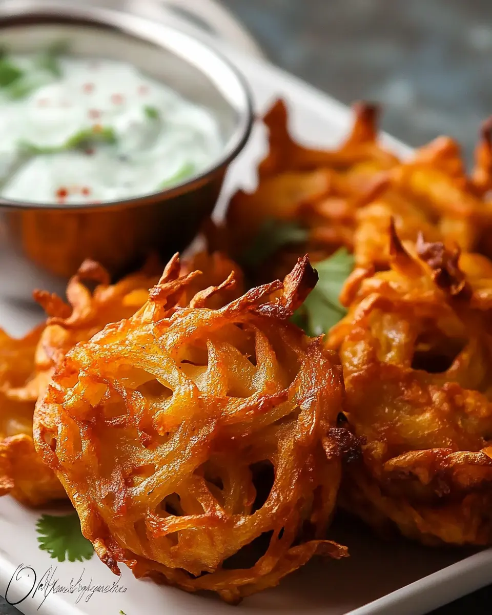 Easy Onion Bhajis with Cucumber Raita First Image First Image