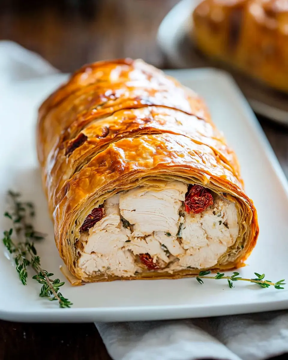 Chicken Meatloaf Wellington with Sun Dried Tomatoes First Image First Image