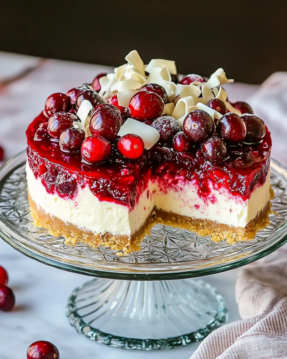 No-Bake White Chocolate Cranberry Cheesecake First Image First Image