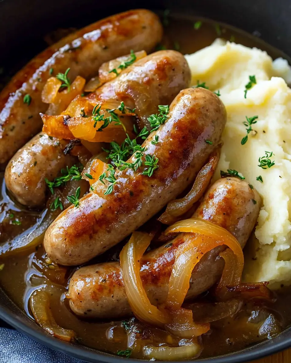 Slow cooker French onion sausages First Image First Image