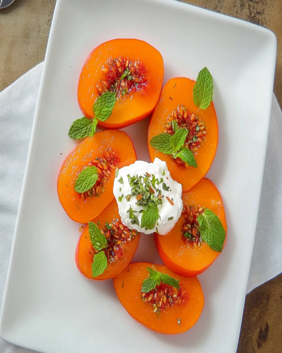 Easy persimmon appetizer with minted mascarpone First Image First Image