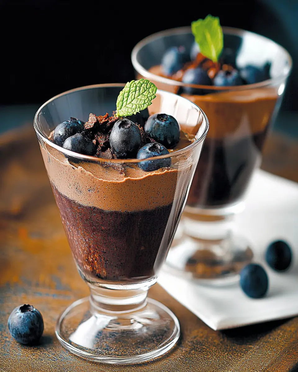 Chocolate and blueberry mousse First Image First Image