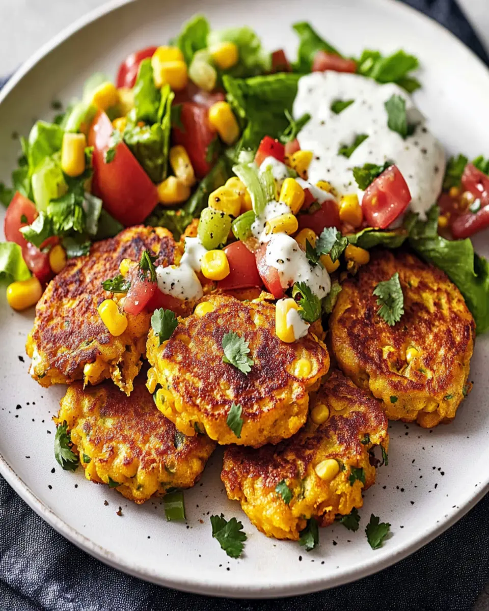 Baked sweetcorn fritters with Mexican-style salad First Image First Image