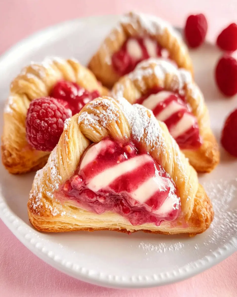 Valentine's Day Raspberry Cream Cheese Danish Pastries First Image First Image