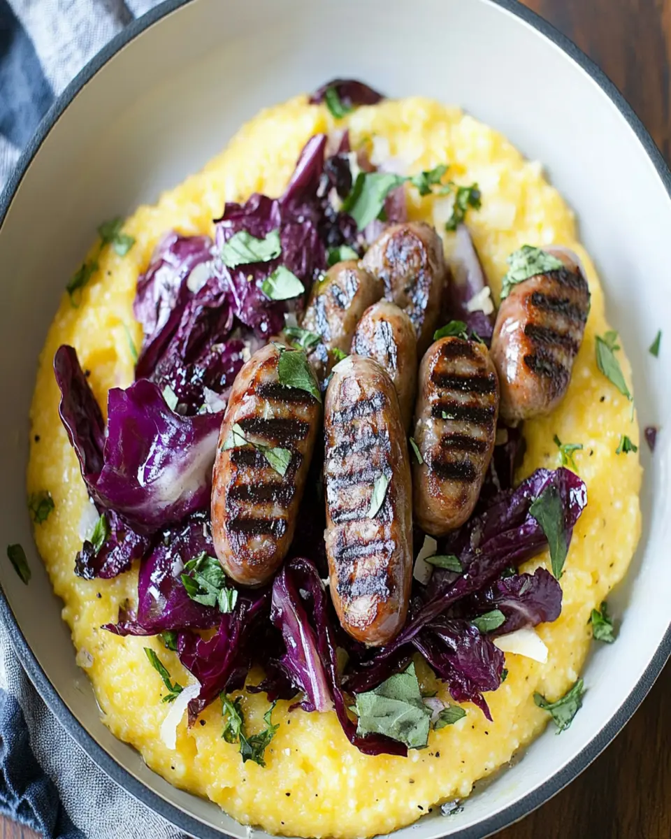 Baked Cheddar Polenta with Grilled Brats and Radicchio First Image First Image