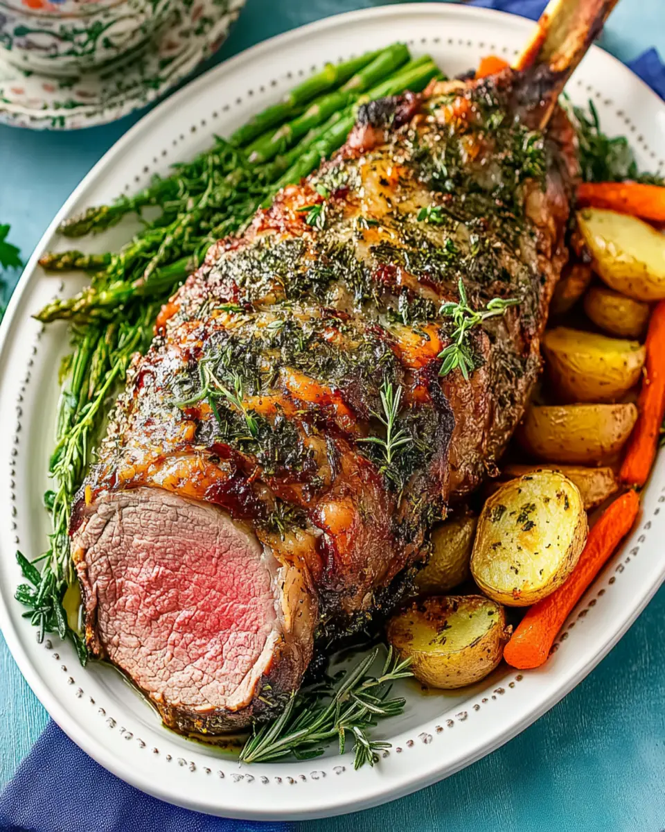 Herb-Crusted Roasted Leg Of Lamb First Image First Image