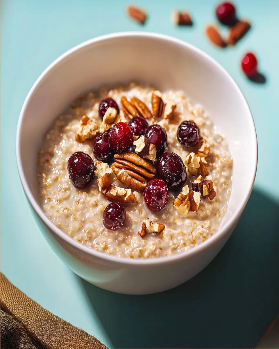 Instant Oatmeal with Cranberries and Pecans First Image First Image