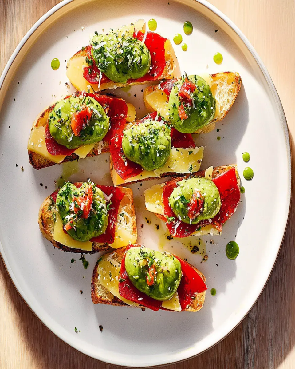 Broad bean pintxos with red pepper and manchego First Image First Image