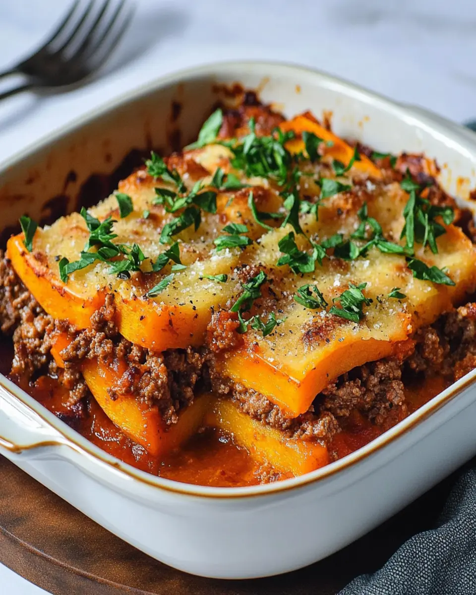 Beef mince and pumpkin protein dinner bake First Image First Image