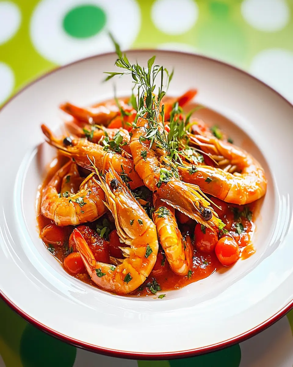 Gamberi alla busara (prawns with cherry tomato sauce) First Image First Image