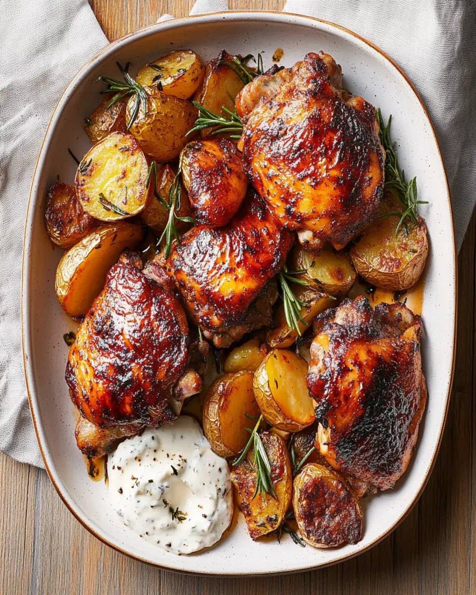 Paprika chicken thighs with aïoli and rosemary roasties First Image First Image