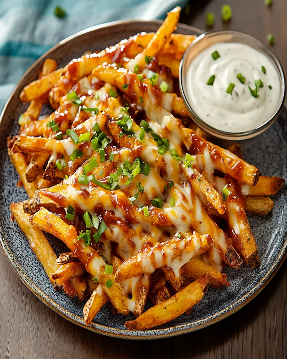 Cheesy BBQ Fries with Ranch Dip First Image First Image