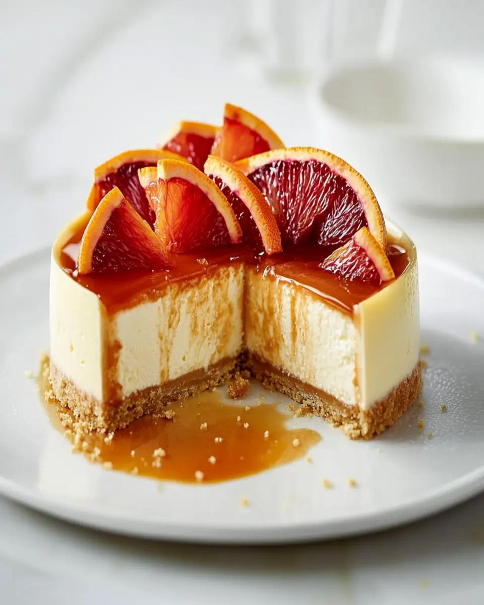 Vanilla cheesecake with blood oranges and caramel First Image First Image