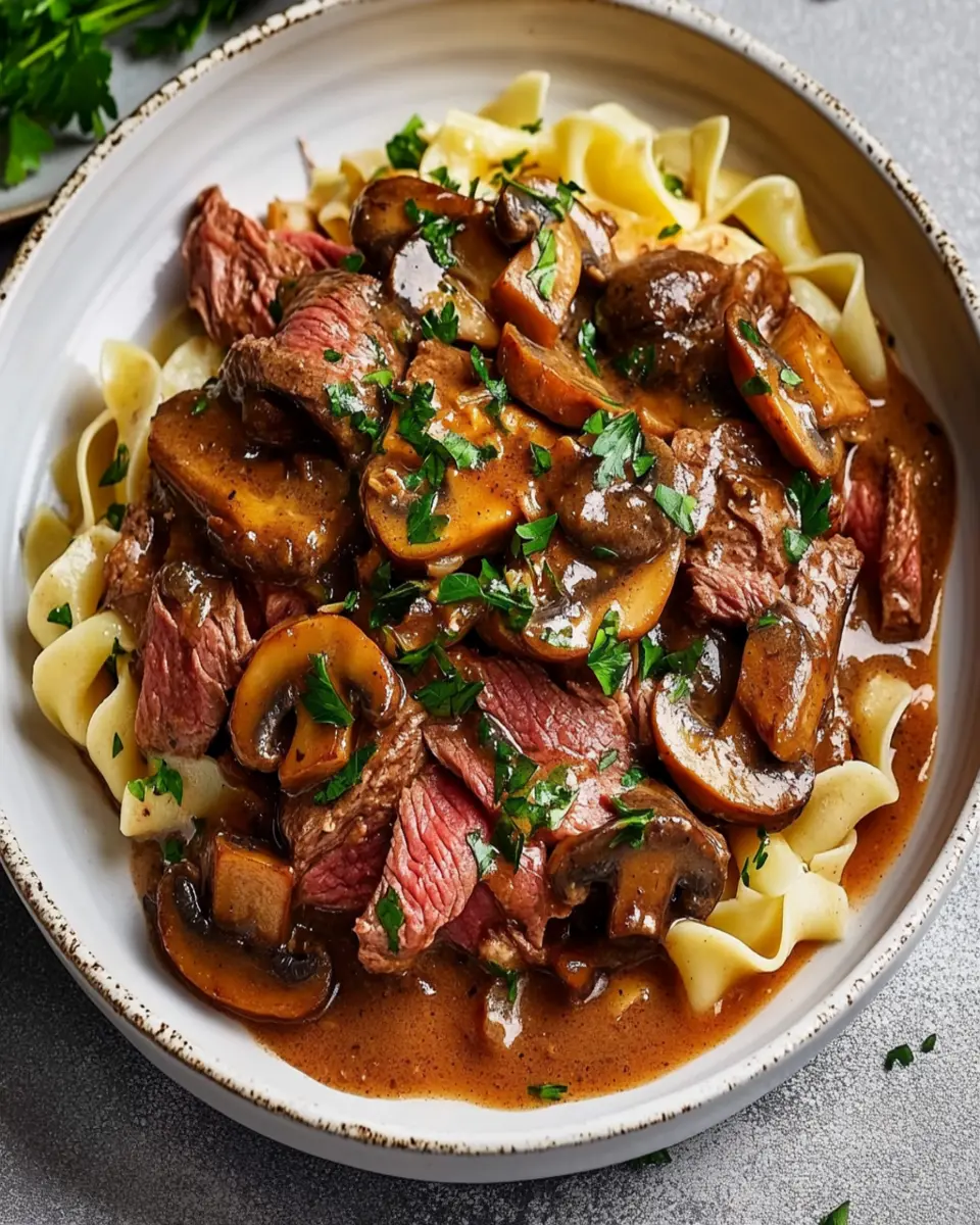 Smoky steak and mushroom stroganoff First Image First Image