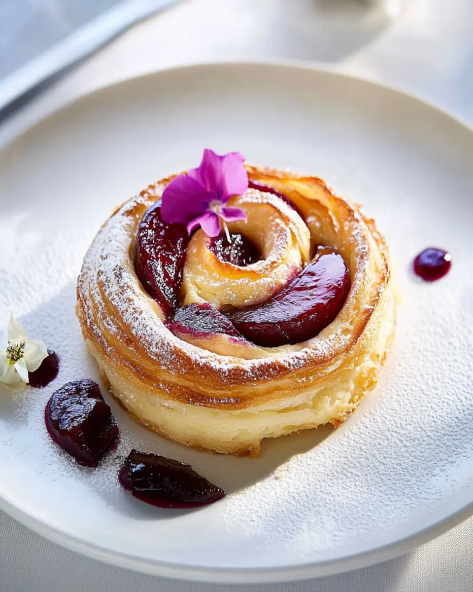 Plum and frangipane ensaïmada First Image First Image