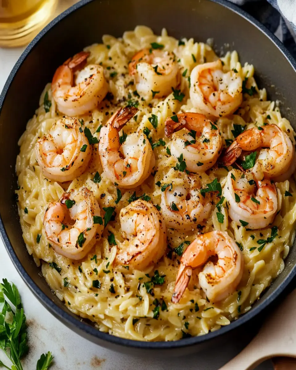 One Pot Garlic Butter Shrimp and Orzo First Image First Image