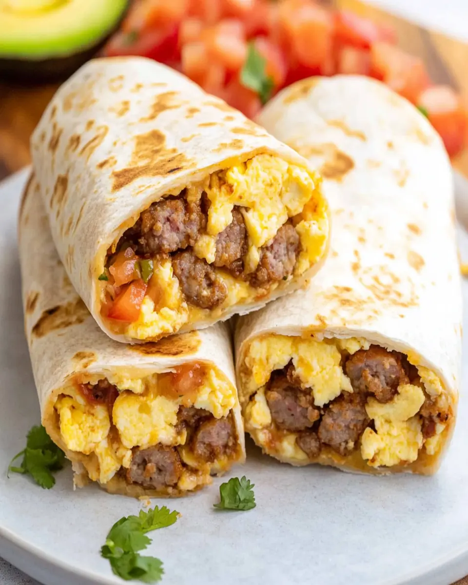 Sausage Egg and Cheese Breakfast Burritos First Image First Image