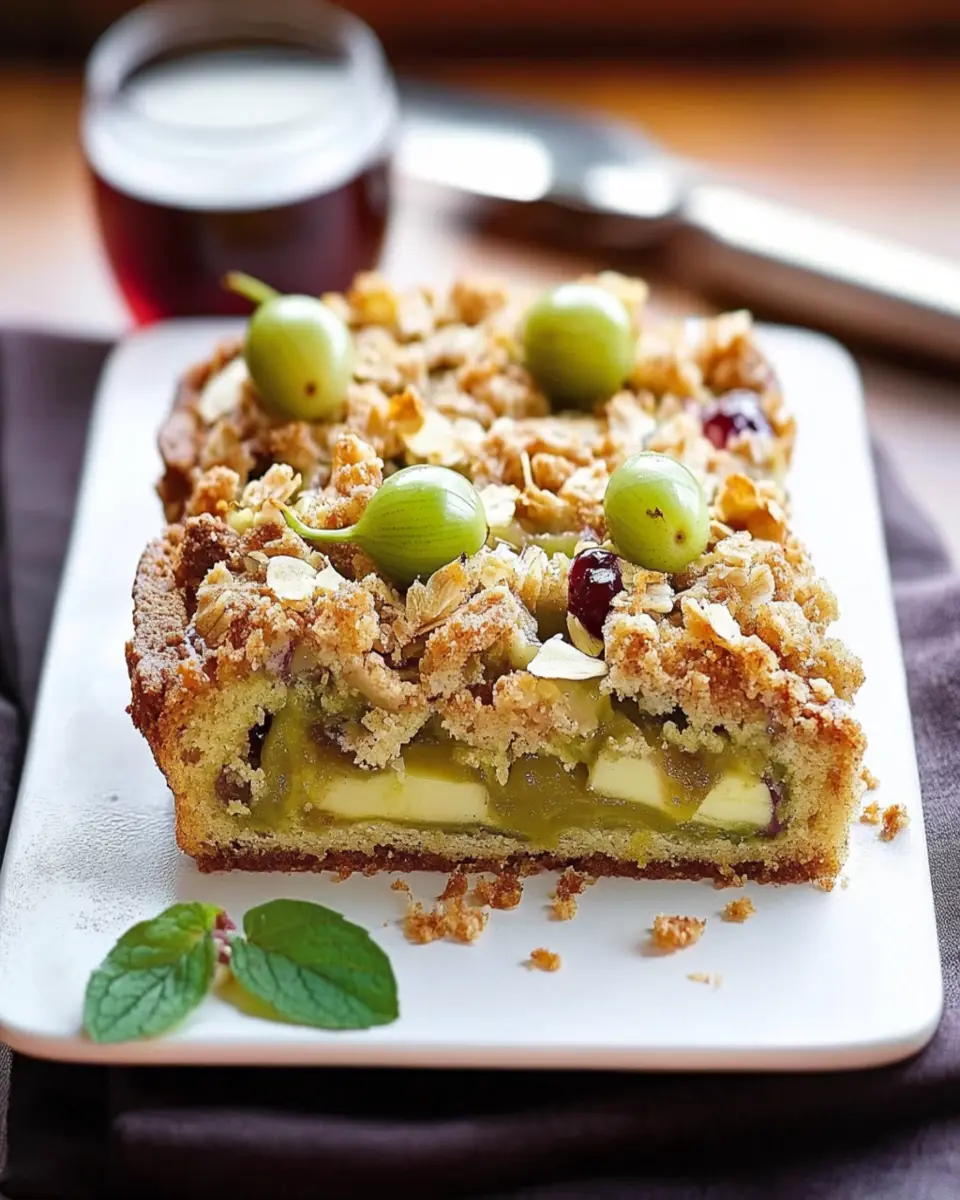 Gooseberry streusel cake with elderflower syrup First Image First Image