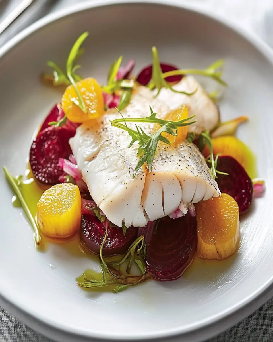 Slow Cooker Fish Confit with Tarragon Beet Salad First Image First Image