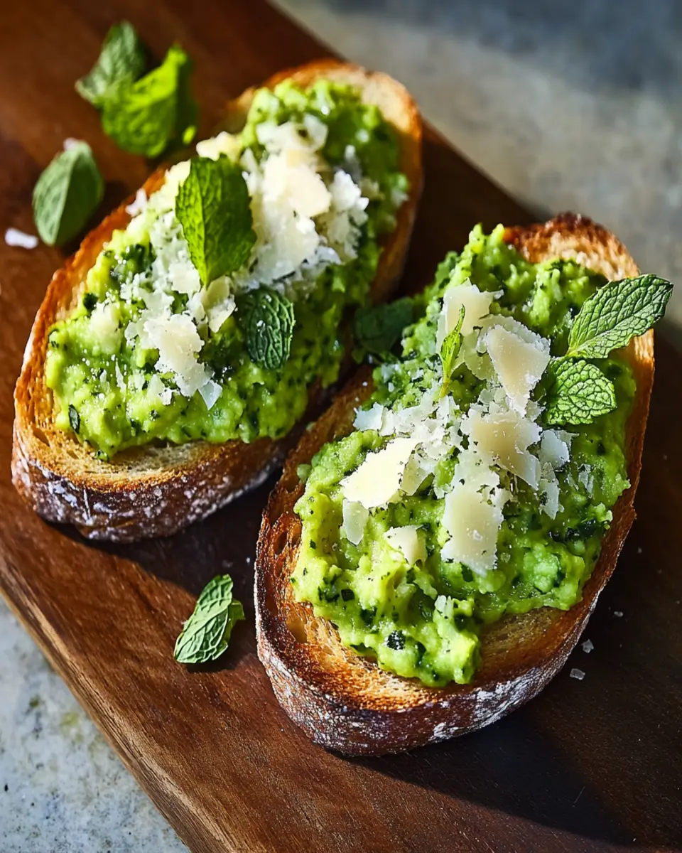 Smashed Fava Beans on Toast with Pecorino and Mint First Image First Image