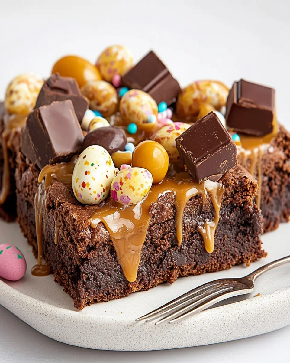 Loaded Caramilk easter brownies First Image First Image