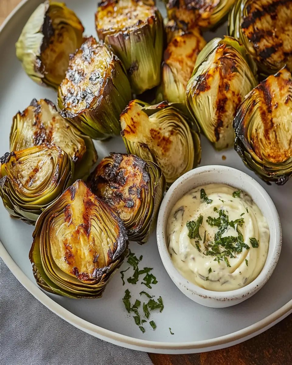 Grilled Artichokes with Herby Lemon Aioli First Image First Image