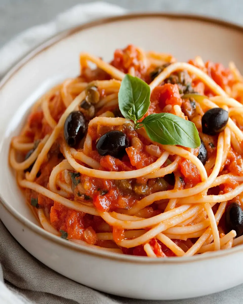 Classic Puttanesca Sauce with Spaghetti First Image First Image