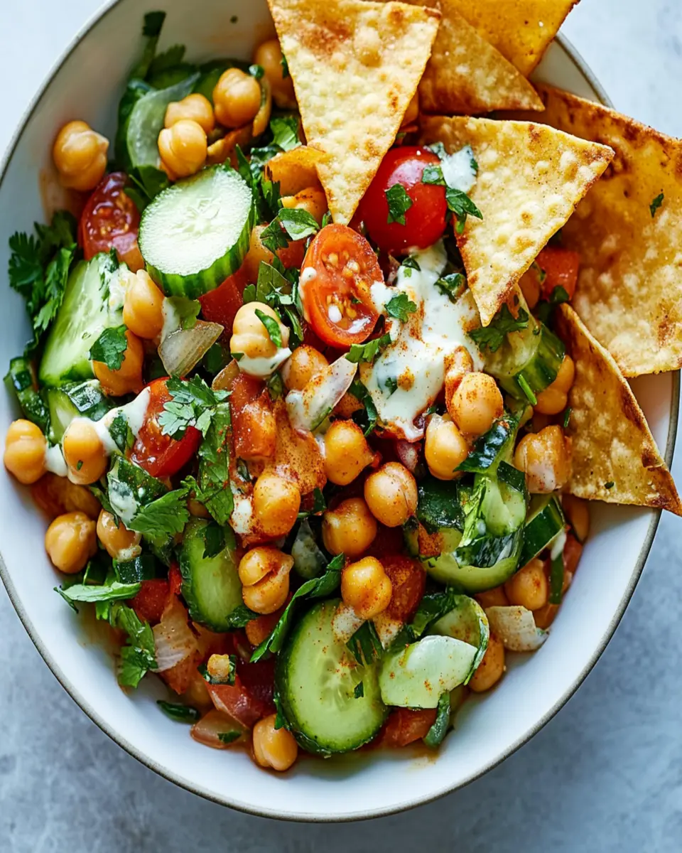 Spiced Chickpea Salad With Tahini and Pita Chips First Image First Image