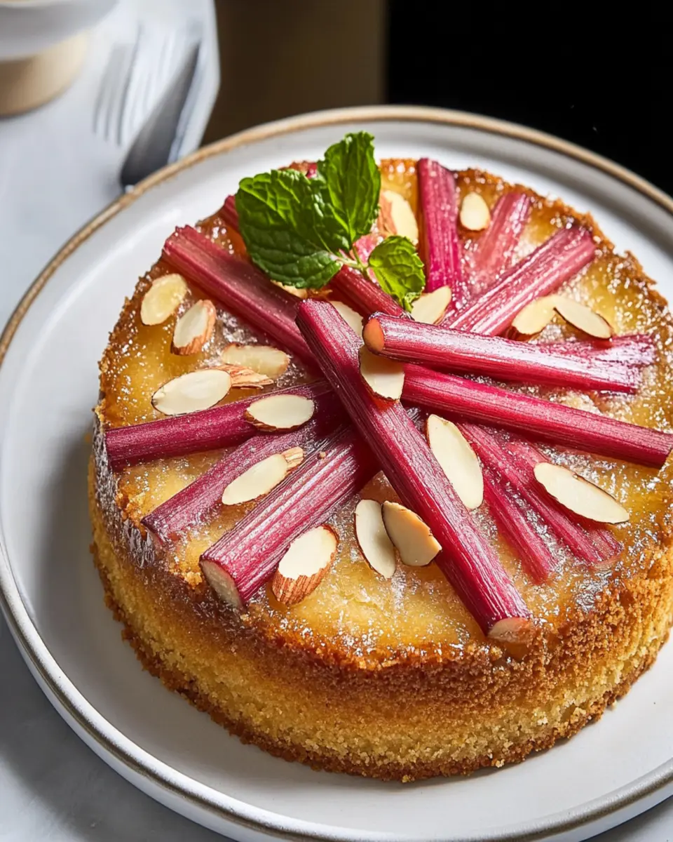 Lemon-Almond Cake with Roasted Rhubarb First Image First Image