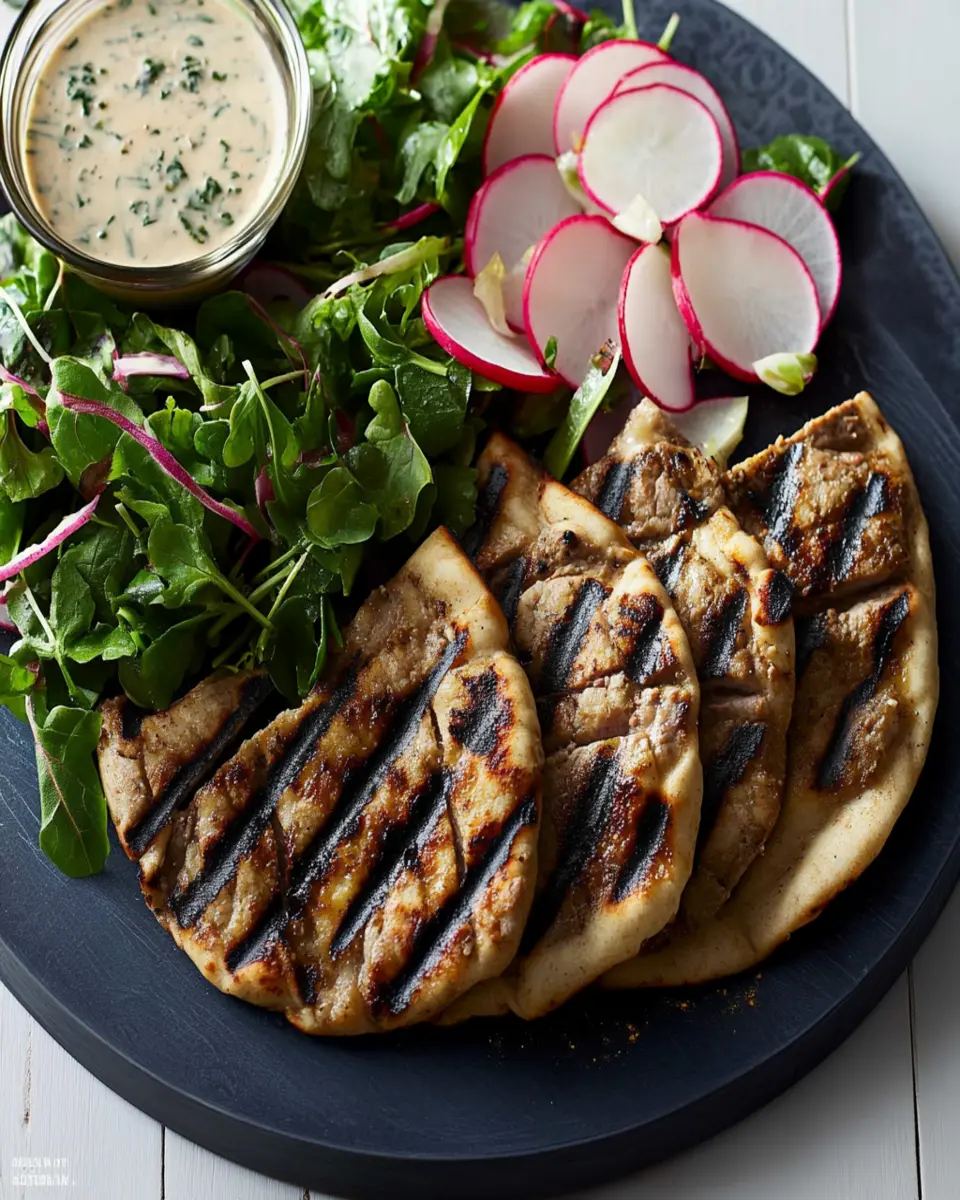 Crispy Grilled Lamb Pitas with Radish-Watercress Salad First Image First Image