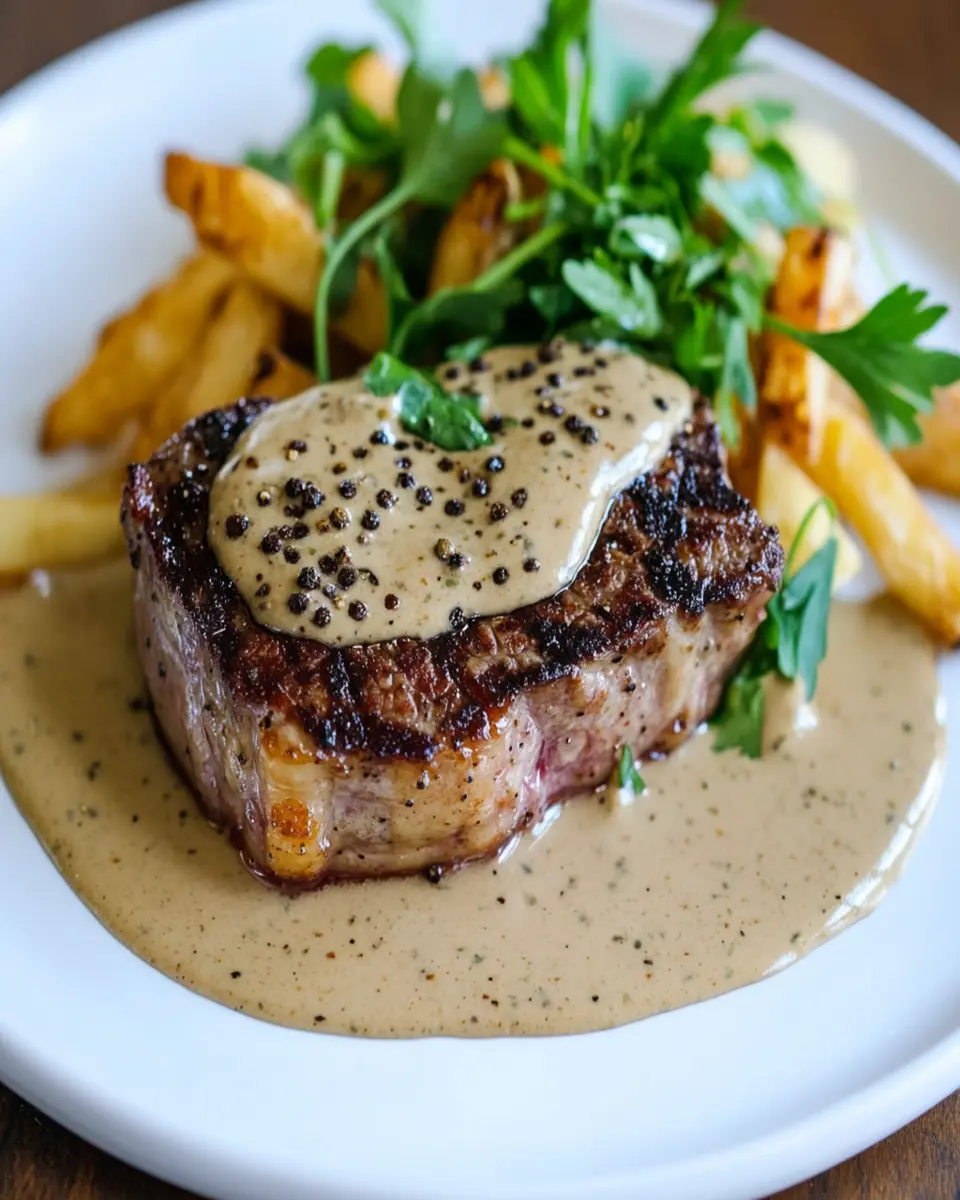 Steak with Peppercorn Sauce First Image First Image