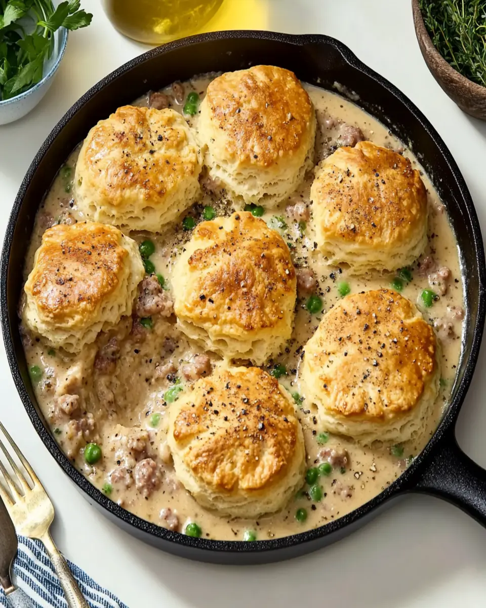 Biscuits and Gravy Skillet Pot Pie First Image First Image