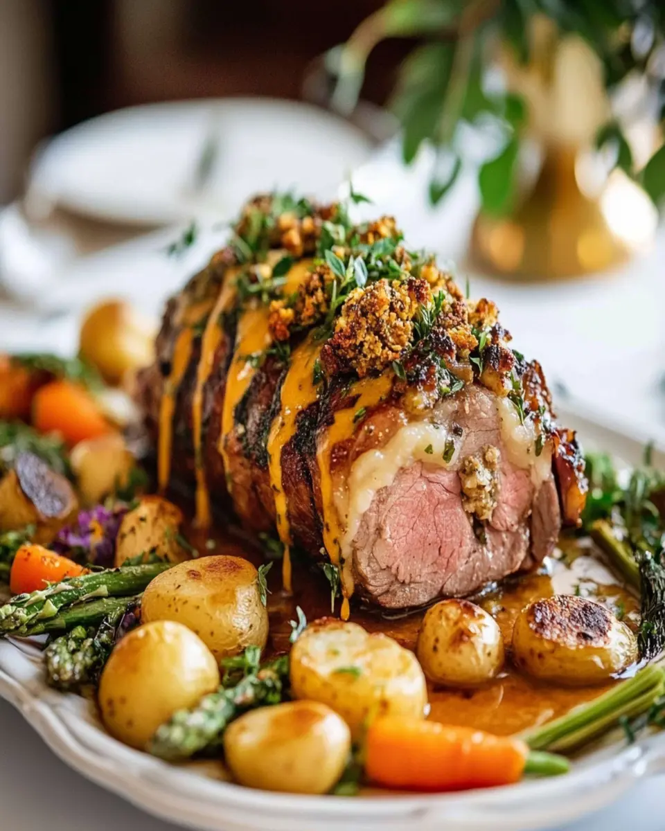 Slow-roast Easter stuffed lamb First Image First Image