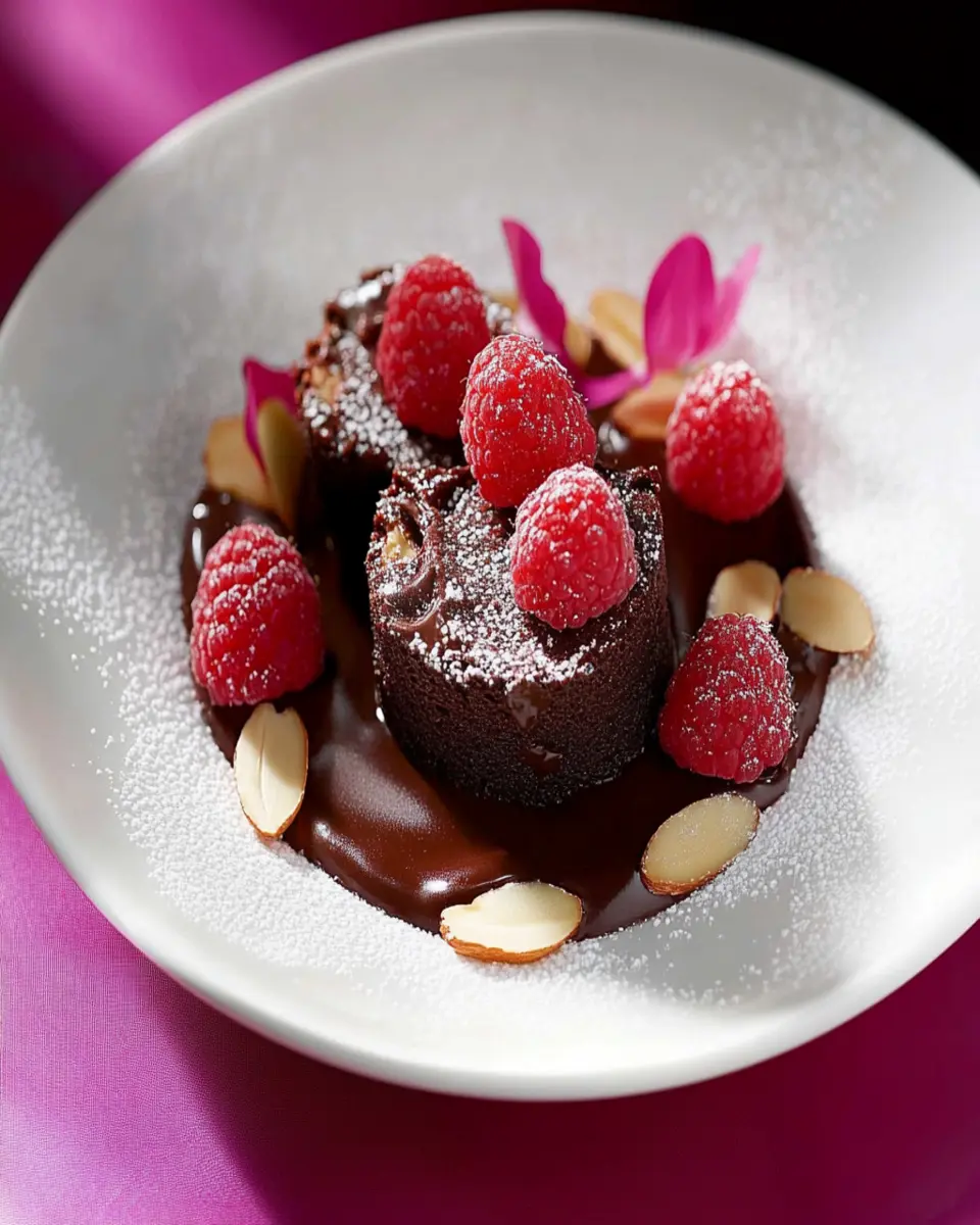 Almond & raspberry flourless chocolate cakes First Image First Image