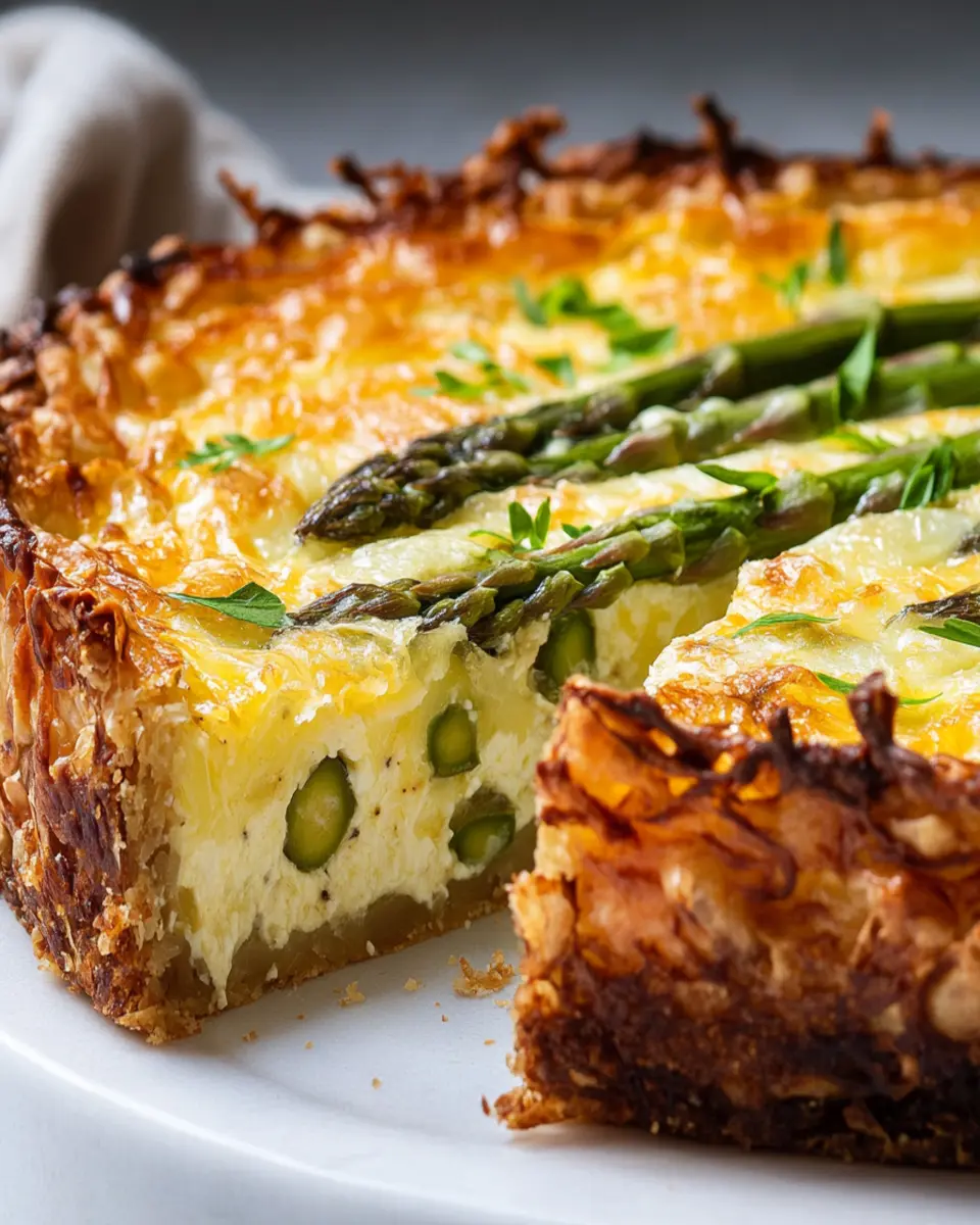 Asparagus and Two-Cheese Quiche With Hash-Brown Crust First Image First Image