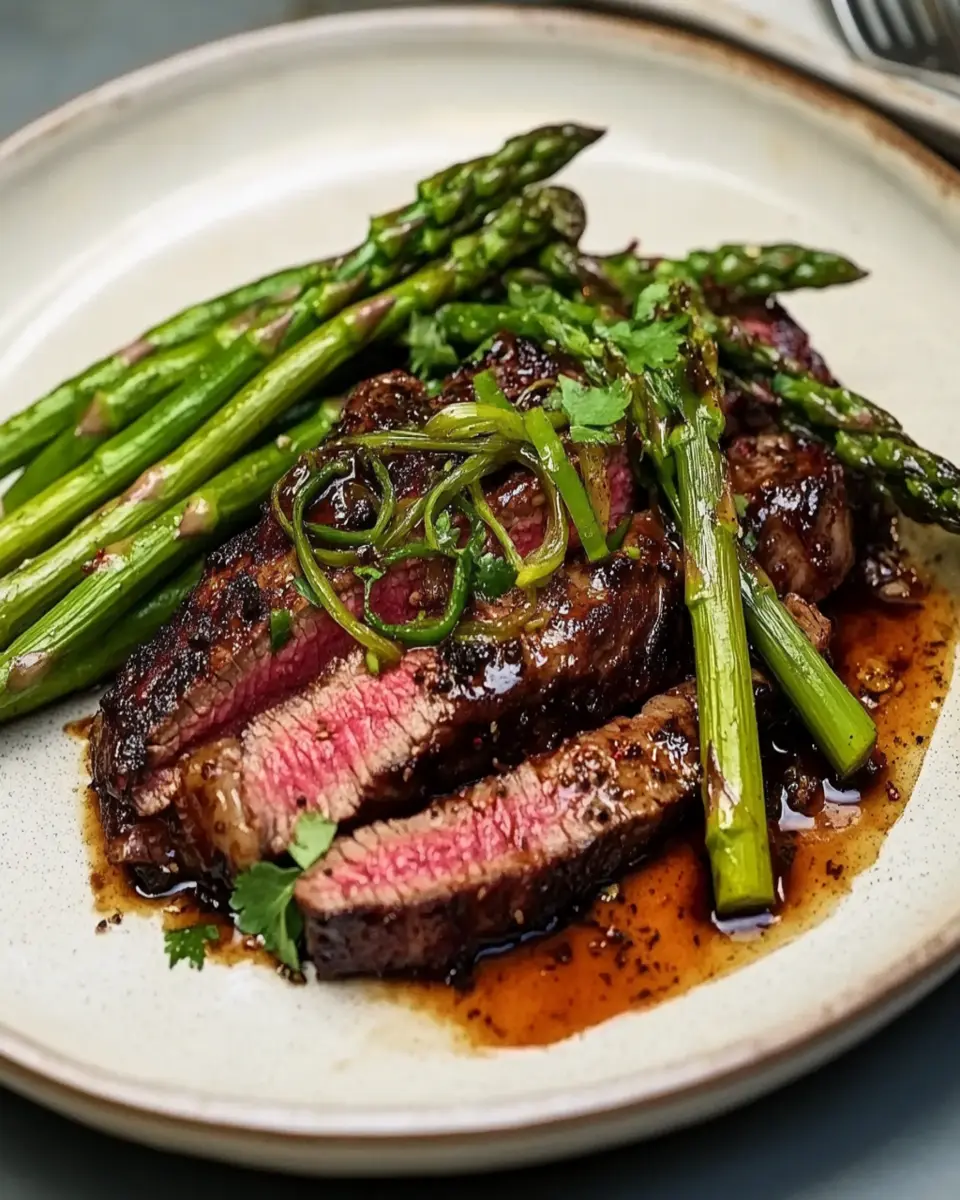 Black Bean–Garlic Skirt Steak with Asparagus First Image First Image