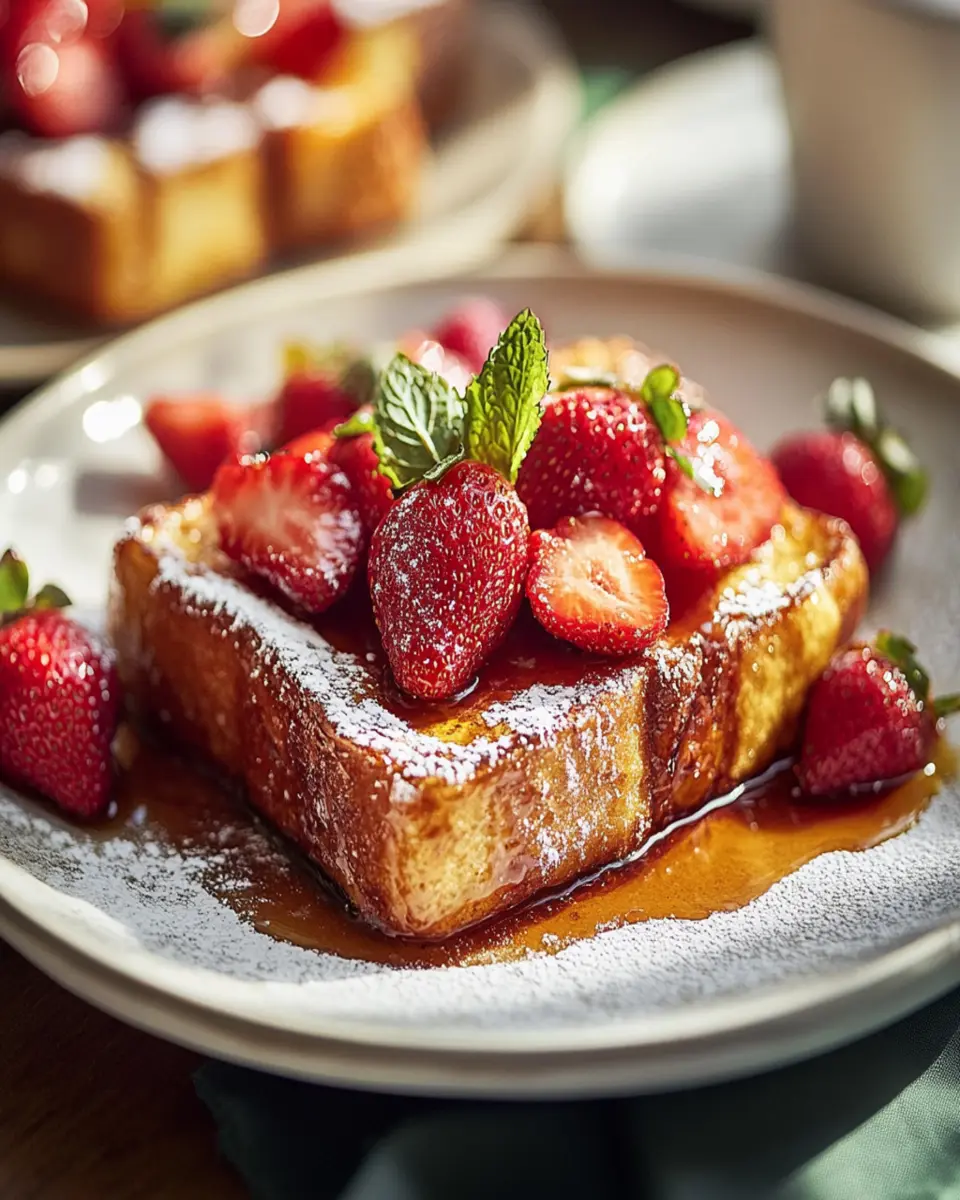 Caramelized French Toast with Roasted Strawberries First Image First Image