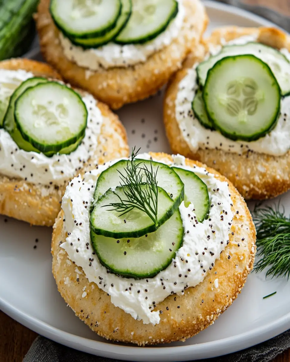 Dilled Cream Cheese and Cucumber Bagels First Image First Image