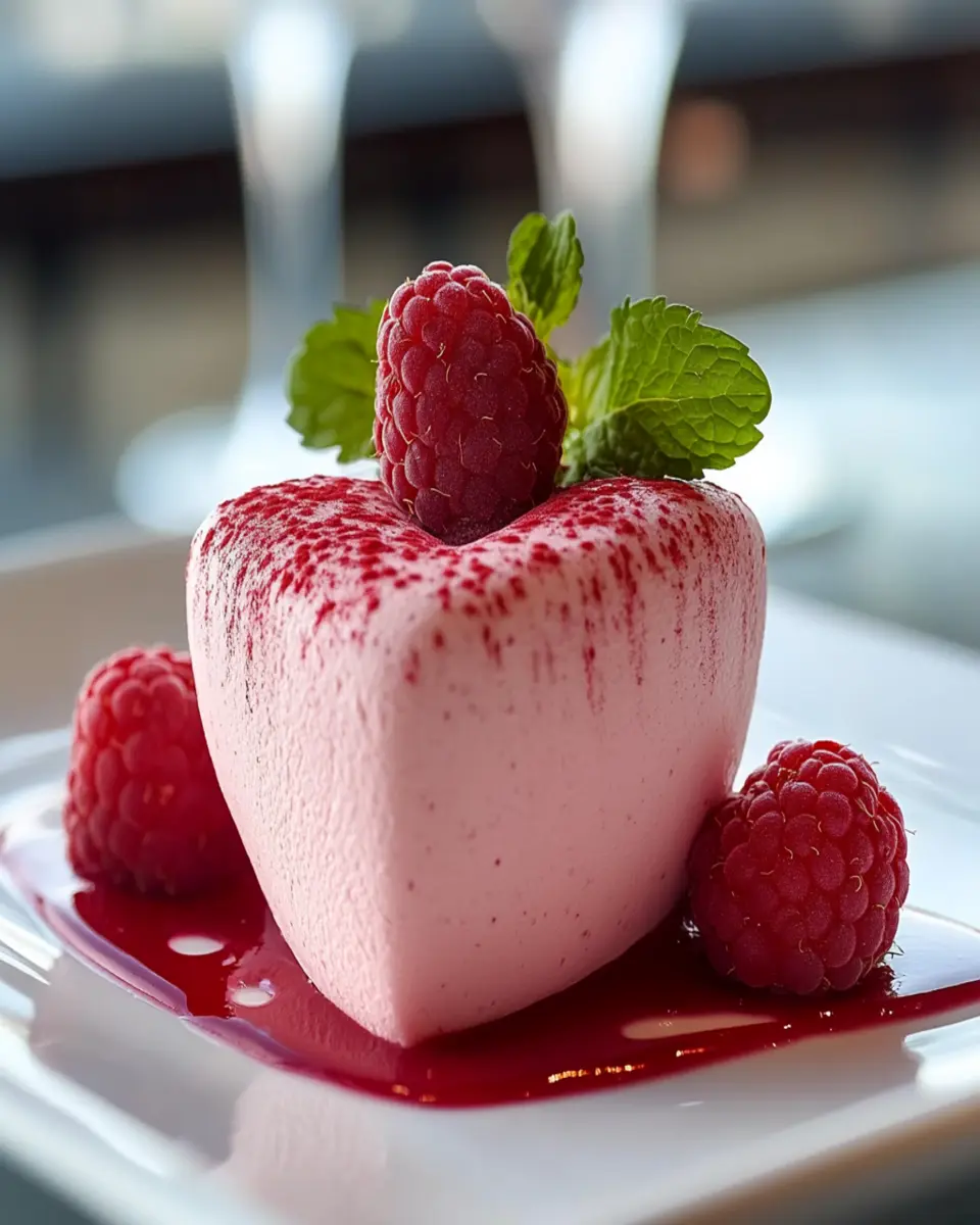 Heart-Shaped Raspberry Mousse First Image First Image