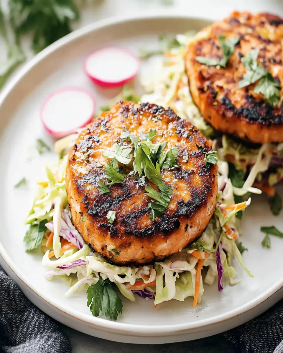 Salmon Burgers with Slaw First Image First Image