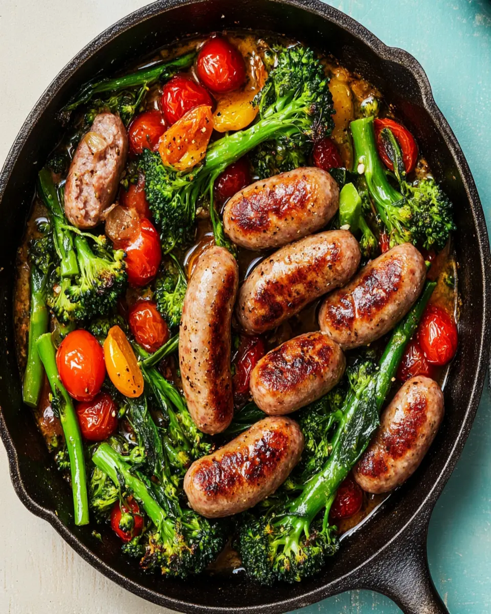 Sausage Skillet with Cherry Tomatoes and Broccolini First Image First Image